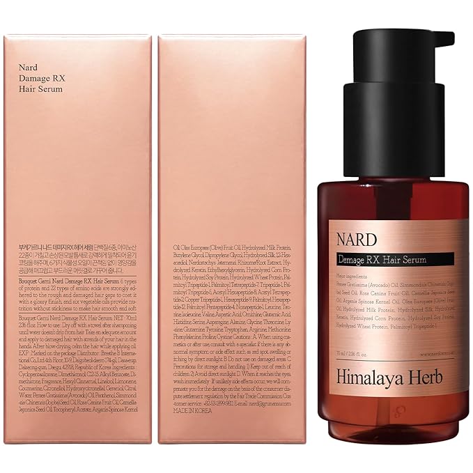 NARD RX Hair Serum 2.36 oz - Silky, and Smoothness (Containing Amino Acids, Protein, Keratin, Silk, 11 Peptides, Vitamin E, and 6 Oils) Leave in Conditioner - For Damaged Hair