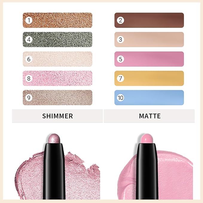 Erinde Waterproof Eyeshadow Stick, Cream Eye Shadow Stick, Long-Lasting, Crease-Proof, Cream to Powder Buildable & Blendable Eye Shadow Pencils Crayon, Vegan & Cruelty-Free, 02 Pecan