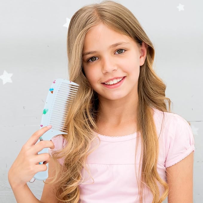 4Pcs Toddler Comb Set, Small Cute Fine Tooth Comb & Rat Tail Comb for Kids Styling, Mini Hair Comb Plastic Parting Combs, Anti-Static Hairdressing Comb for Baby Girl Wet Dry Hair (Pink Blue)