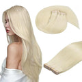 DOORES Tape in Hair Extensions Human Hair, Platinum Blonde 24 Inch 100g 40pcs, Human Hair Extensions Tape in Real Hair Skin Weft Straight Hair Remy