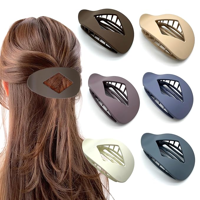 6 Pcs Flat Hair Clips for Women – Nonslip Duckbill Hair Clips, Strong Hold Styling Clips, Sectioning Duckbill Barrettes for Salon & Everyday Use (C)