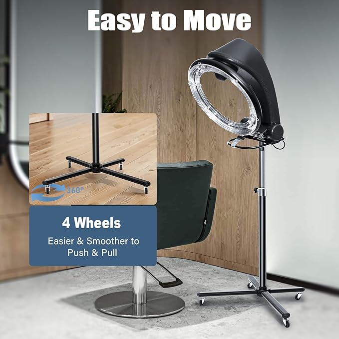 Hair Dryer, 850W Professional Orbiting Infrared Stand Hair Dryer Color Processor with 3-in-1 Orbital Hair Dryers, Multi-Mode Home Standing Hair Dryer, Quiet and Easy to Use, Black
