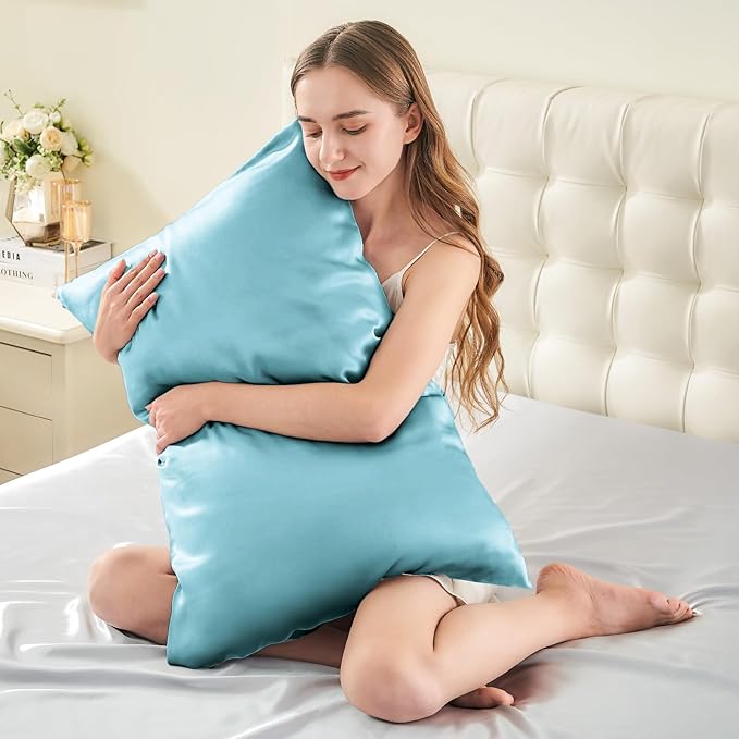 INFIIXSO Body Pillow Cover with Zipper, Luxury Mulberry Silk Body Pillow Case 20x54 Inches, Ultra Smooth and Soft Cooling Long Pillowcase, Gift for Women, Men(ICY Morn)