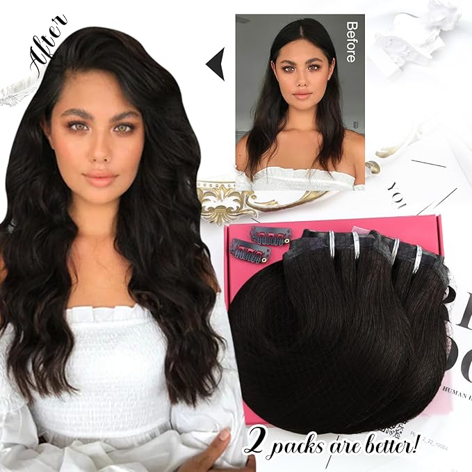 Moresoo Brown Seamless Clip in Hair Extensions Human Hair Remy Dark Brown Hair Extensions Clip ins Long Full Head Invisible 120g/7pcs 18 inch