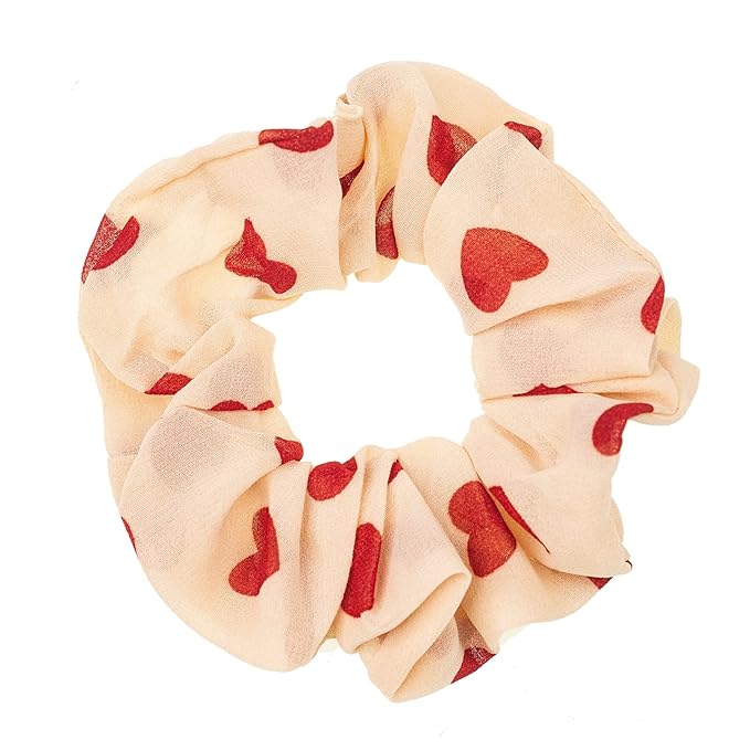LOOKSEVEN Scrunchies for Hair Women, 5PCS Bandana Scrunchy Hair Ties, Heart Shape