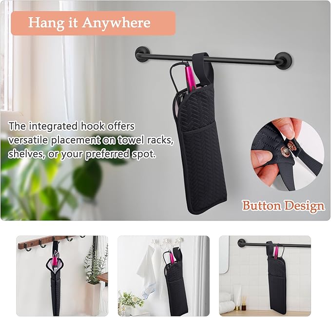 Hair Tools Travel Bag, Heat Resistant Curling Iron Holder & Flat Iron Case, Hot Tools Organizer Pouch for Hair Straightener, Hair Dryer, Crimper & Styling Accessories, Travel Makeup Bag