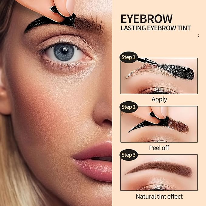 Tattoo Eyebrow Gel Easy Peel Off, Peel Off Eyebrow Tint, Easy Peel off Eyebrow Gel, Peel Off Eyebrow Tint, Waterproof & Sweatproof for All Skin Types (3 pcs)