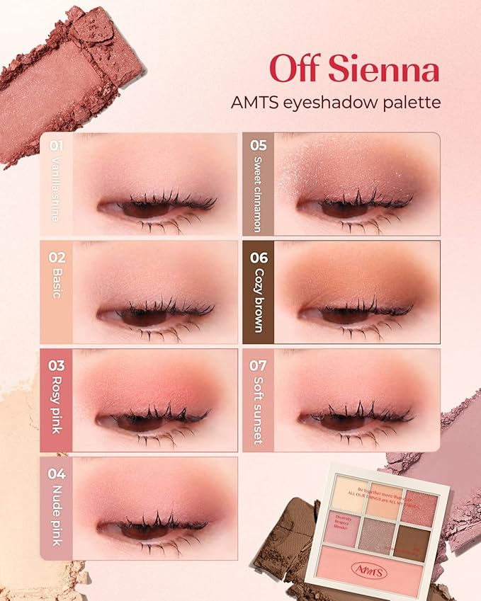 AMTS Off Sienna & Authentic Amber Eyeshadow Palettes Set, Valentine's gifts for teen girls, women | Matte Shimmer Metallic, Long Lasting