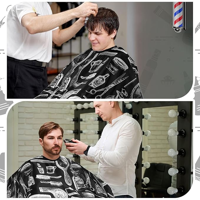 FEBSNOW Professional Hair Cutting Cape, 2 Pcs Hairdressing Barber Salon with Closure Snap for Styling Coloring Hair Cutting Cape Accessories（Print Design）
