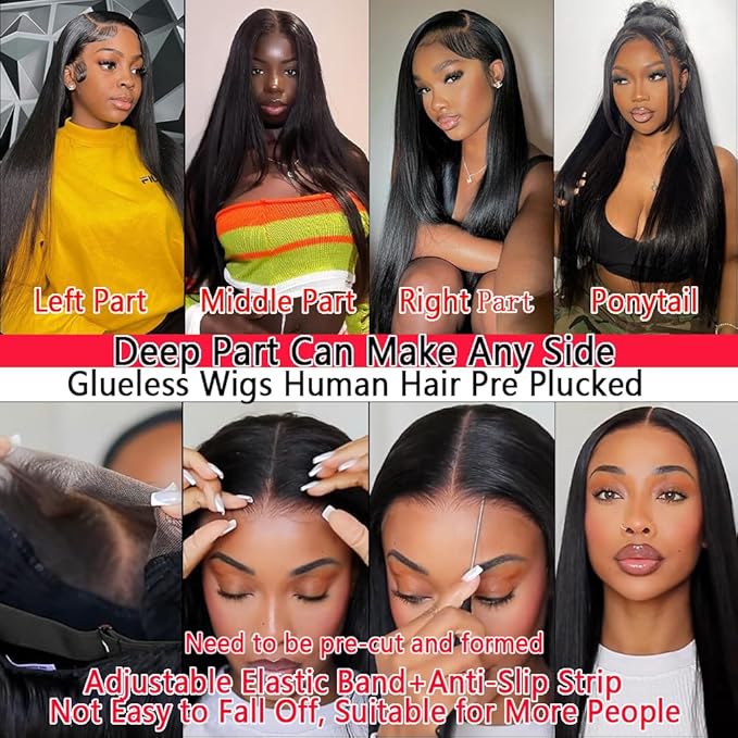 26 Inch 13x6 Lace Front Wigs Human Hair Straight Lace Front Wig Pre Plucked 200 Density Glueless Natural Black Straight Wig Human Hair 13x6 HD Lace Frontal Wigs for Women