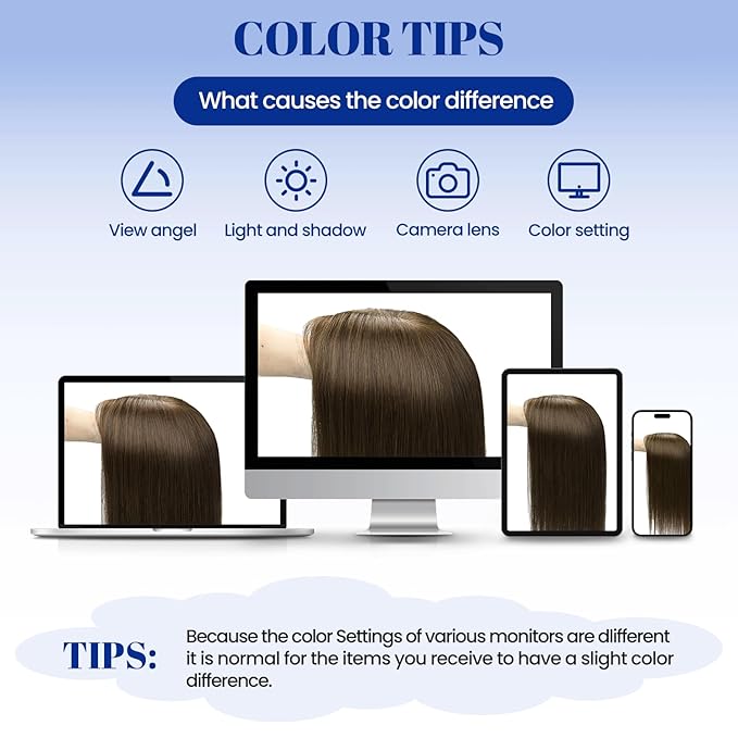 WORLDSTAR Hair Topper for Women Real Human Hair 360°3D Coverage Hairpieces Hand-stitched, No Bangs,75g,6 * 7 Inch Base,16 Inch #4 Medium Brown with Top Extension for Thinning Hair (tp#4-16)