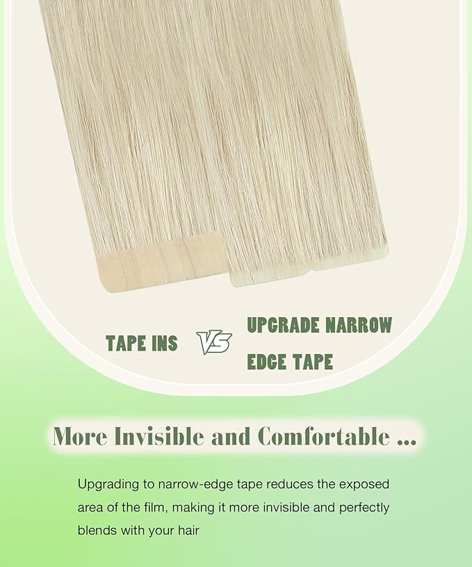 SURNEL 22 inch Tape in Hair Extensions Human Hair Color #60 Platinum Blonde Remy Tape in Hair Extension 20pcs 50g(#60-22)