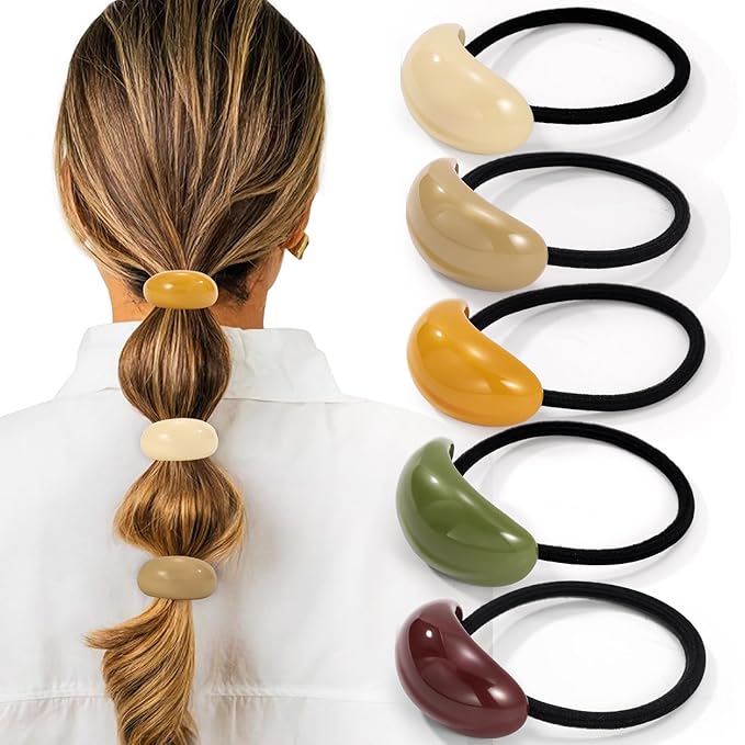 5PCS Hair Ties for Thick Hair, Elegant and Durable Geometric Design Hair Ties for Women, Hair Accessories Stretchy and Non-Damage Ponytail Holders