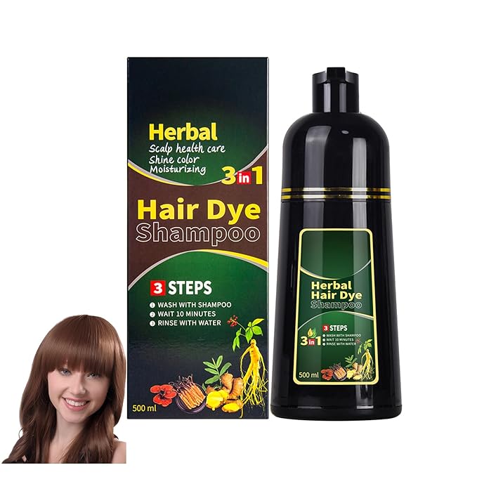 Coffee Hair Dye Shampoo 3 in 1 Herbal Natural Dye Cover Gray, for Women/Men Hair Color for Grey Coverage (Coffee)