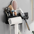 Hair Dryer Holder,Stainless Steel Wall Mounted Blow Dryer,Curling Iron,Straightener Holder Bathroom Metal Hair Tool Organizer Rack- Black