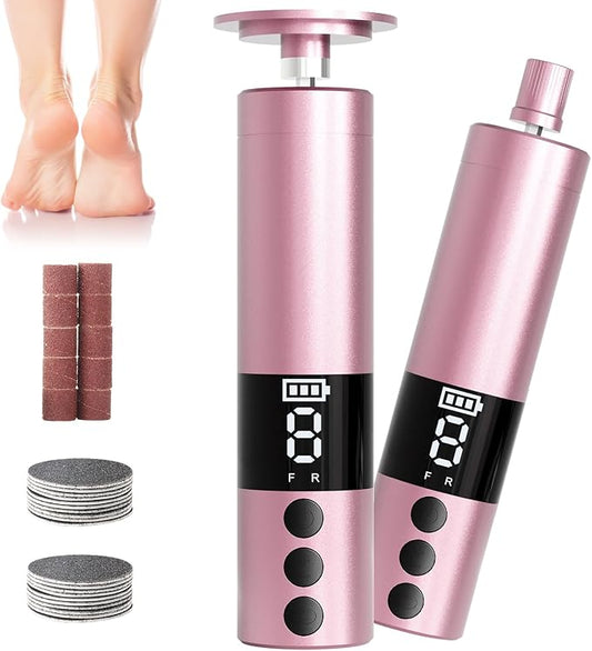Electric Callus Remover for Feet, Rechargeable Professional Electronic Foot File Nail Grinder,9 Adjustable Speed Foot Sander Scrubber Pedicure Tool for Dry Dead Skin with Sandpaper Discs (Pink)