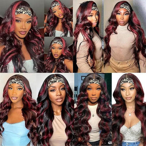 20 20 20 Inch Highlight Bundles Human Hair Red Body Wave Bundles Niegmeag 2 Tone Black and Burgundy Body Wave Bundle Brazilian Virgin Remy Hair Extensions