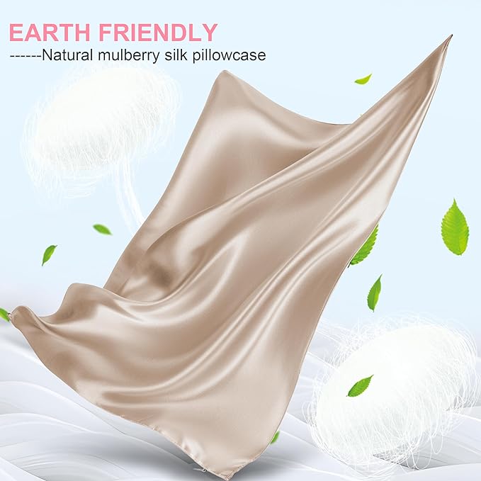 Mulberry Silk Pillow Cases 2 Pack Queen Size 20x30 Inches with Hidden Zipper, Ultra Smooth and Soft Breathable Cooling Silk Satin Pillowcase Set of 2, Better for Hair and Skin, Gifts for Women Men