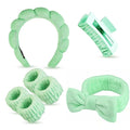 7 Pcs Spa Set, Facial Headband and Wristband Set, Skincare Accessories, College Style Girl Idea Gifts, Hair Accessories for Women and Girls（Light Green）