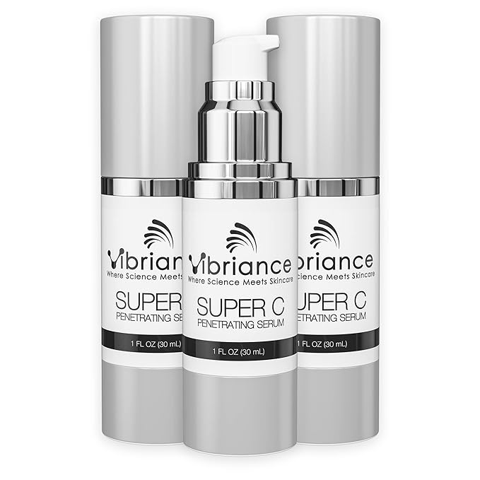 Vibriance Super C Serum for Mature Skin - All-in-One Vitamin Formula Hydrates, Firms, Lifts, Smooths, Targets Age Spots, Wrinkles, 1 fl oz - Pack of 3