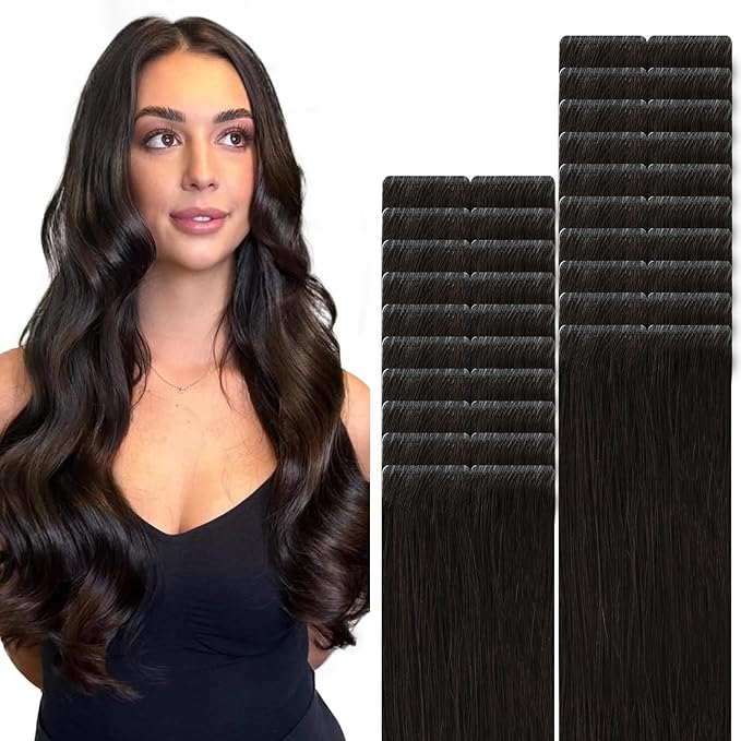 VINBAO Invisi Edge Tape in Extensions Human Hair Dark Brown 20pcs 18in 50g Injected Tape in Hair Extensions Pro Invisible Luxury Remy Hair Seamless Blend 18inch #2