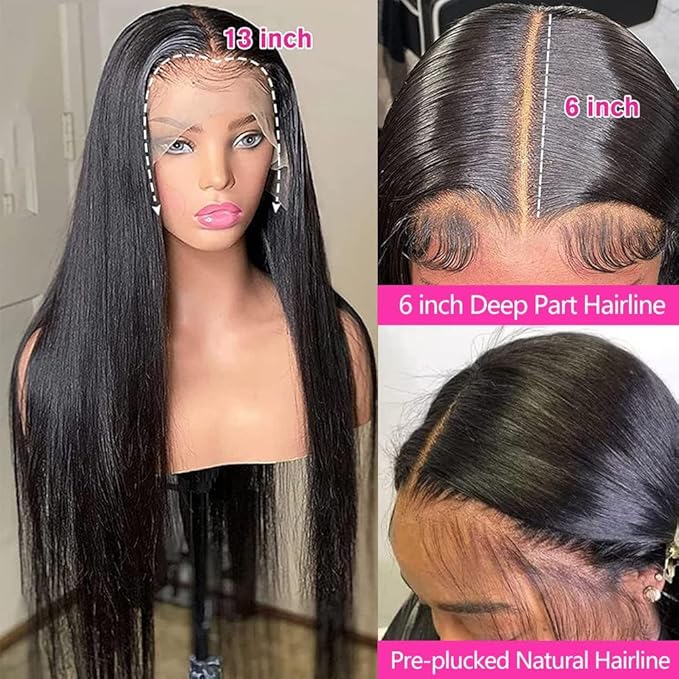 Lemoda 13x6 Straight Lace Front Wigs Human Hair 180% Density 13x6 HD Transparent Lace Front Wig Pre Plucked 15A Brazilian Virgin Glueless Human Hair Wigs for Women 20 Inch