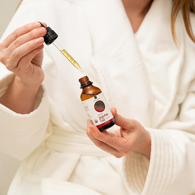 Organic Jojoba Oil, Cold Pressed Jojoba Oil for Face, Skin Care, and Hair Care, USDA Certified Organic 100% Pure, Hexane Free, 2 Fl Oz.