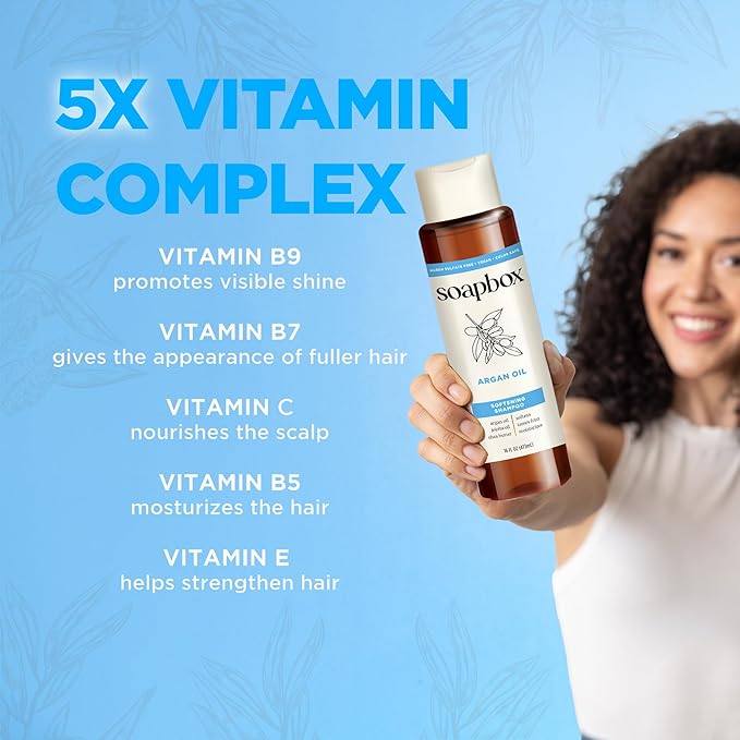 Soapbox Argan Shampoo & Conditioner Set, Volumizing, Vegan, Color Safe, Harsh Sulfate & Silicone Free, 16oz each (Pack of 2)