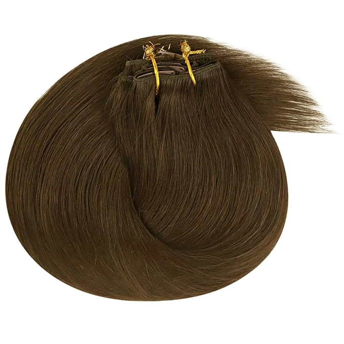 Ve Sunny Clip in Hair Extensions For Short Thin Hair 12 inch Cool Ash Brown Hair Extensions Real Human Hair Clip ins For Women 5pcs 85g