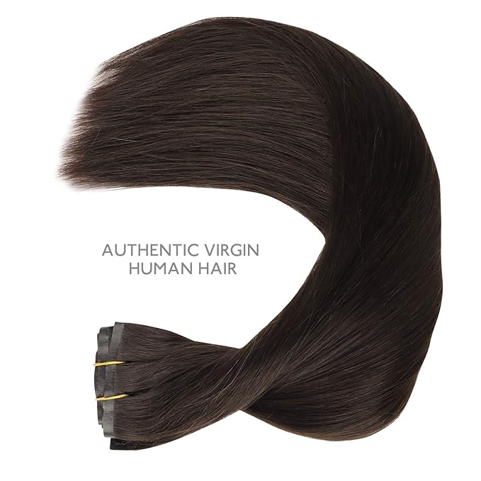 WENNALIFE Seamless Clip In Hair Extensions, 18 Inch 130g 7pcs Dark Brown Hair Extensions Clip in Human Hair Invisible PU Skin Weft Natural Remy Human Hair Extensions