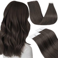 LaaVoo Tape in Hair Extensions Human Hair Mocha Brown Tape in Extensions Invisible Hair Extension Tape on Silky Straight Hair 16inch 20pcs 50g