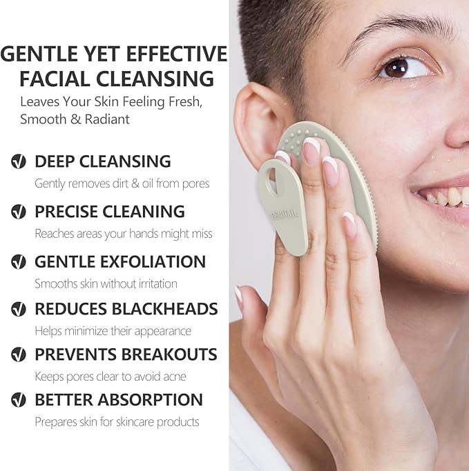 Face Scrubber 6 Pack, BEAUTAIL Silicone Manual Facial Cleansing Brush for Men Women, Gentle Face Scrubber Exfoliator, Skin Care Exfoliating Face Brush