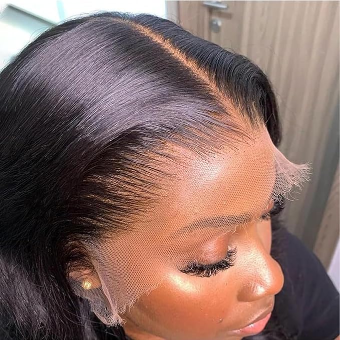 SKINLIKE Real HD Lace Wig 13x6 Full Frontal HD Lace Front Wigs Human Hair Pre Plucked Bleached Knots 180% Density 0.10mm Ultra-thin Invisible Lace Straight Human Hair Wigs For Women 28 Inch