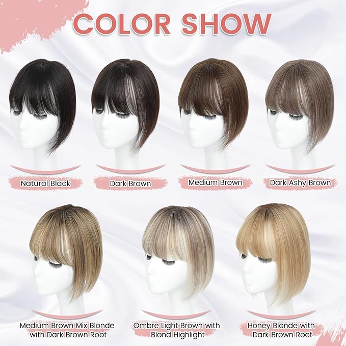 YAMI Human Hair Toppers for Women with Thinning Hair Topper with Bangs Upgrade Swiss Base 10inch Hairpiecees for Women with Hairloss (Ombre Light Brown with Blond Highlight)