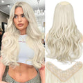 ALXNAN Long Wavy Hair Extensions for Women, Clip in Hair Extensions Clip Ins Soft Full Head Synthetic Hairpieces 20 Inch Platinum Blonde