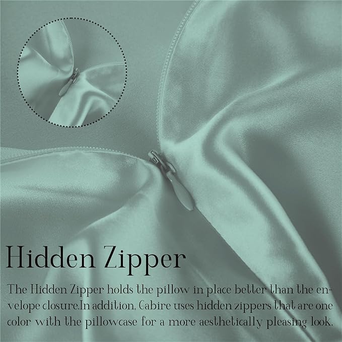 Mulberry Silk Pillowcase for Hair and Skin Prevent Acne Pillow Cases Both Sides Real Silk Pillowcases Organic Silk Pillowcase with Hidden Zipper, Sage Green, King (20"×36")