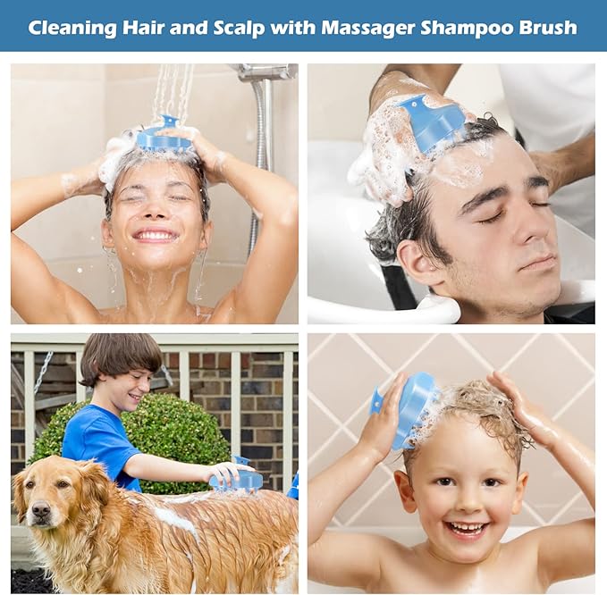URTHEONE Hair Scalp Massager Shampoo Brush,Soft Silicone Hair Brush for Wet Dry Oily Curly Straight Thick Thin Rough Long Short Natural Men Women Kids Pets Hair Care Tools(Sky Blue)