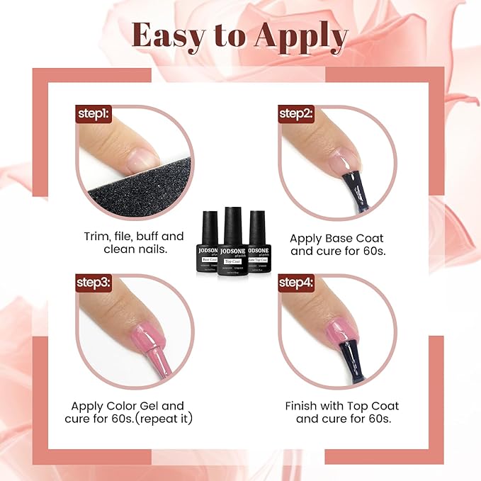 JODSONE 23 PCS Gel Nail Polish Set with Base Glossy and Matte Top Coat Multicolored Gel Nail Long Lasting Suitable for All Seasons