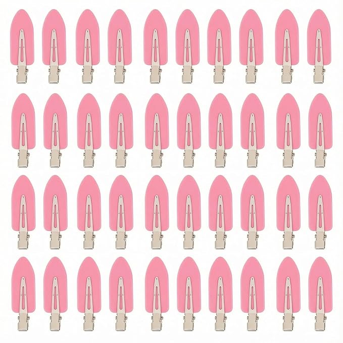 No Crease Hair Clips Makeup Pin Curl Clip Bulk 40Pcs Multicolor No Bend Dent Bang Creaseless Hair Clips for Makeup Application Bangs Hairpin Setting Pins Clip for Women Styling (Pink)