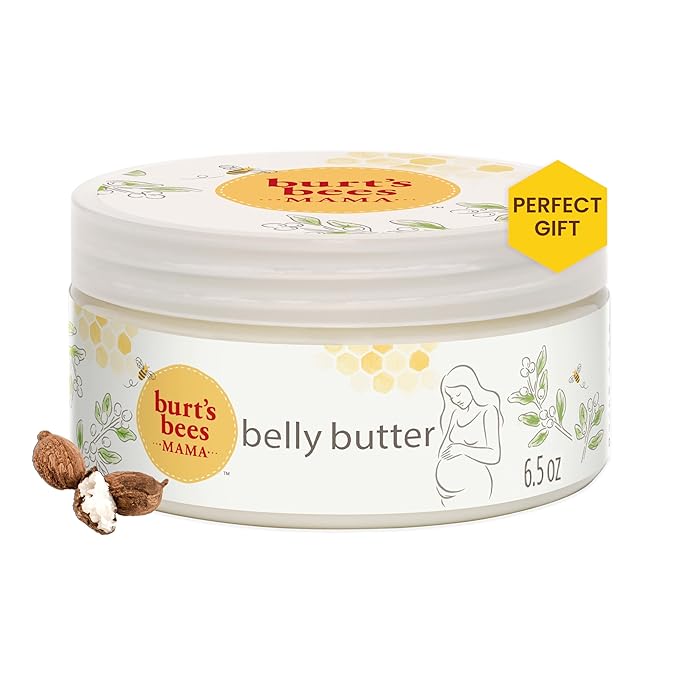 Burt's Bees Mama Belly Butter Stretch Mark Cream for Pregnancy Massages Body & Reduces Scar Appearance, Prenatal & Postnatal Tummy Skin Care, Shea Butter & Vitamin E Rich Formula, 6.5 Oz Tub