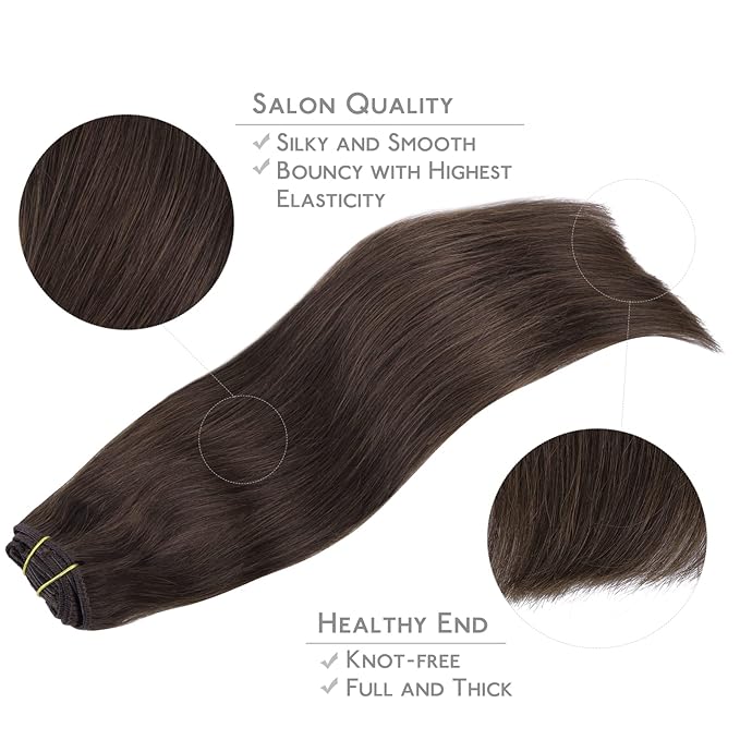 WENNALIFE Clip in Hair Extensions Real Human Hair, 14 Inch 110g 7pcs Remy Hair, Light Dark Brown Straight Natural Extensiones De Cabello Humano Con Clip Ins