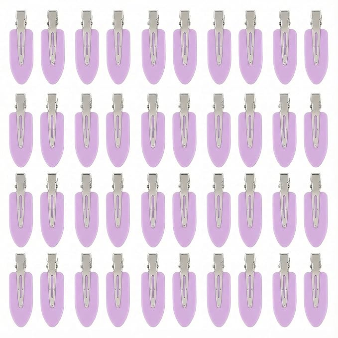 No Crease Hair Clips Makeup Pin Curl Clip Bulk 40Pcs Multicolor No Bend Dent Bang Creaseless Hair Clips for Makeup Application Bangs Hairpin Setting Pins Clip for Women Styling (Pink.Purple)