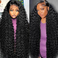 16 Inch 13x6 Deep Wave Lace Front Wigs Human Hair 200 Density 13x6 HD Lace Front Wigs Human Hair Pre Plucked Deep Curly Glueless Wig 100% Virgin Human Hair Lace Front Wigs for Women