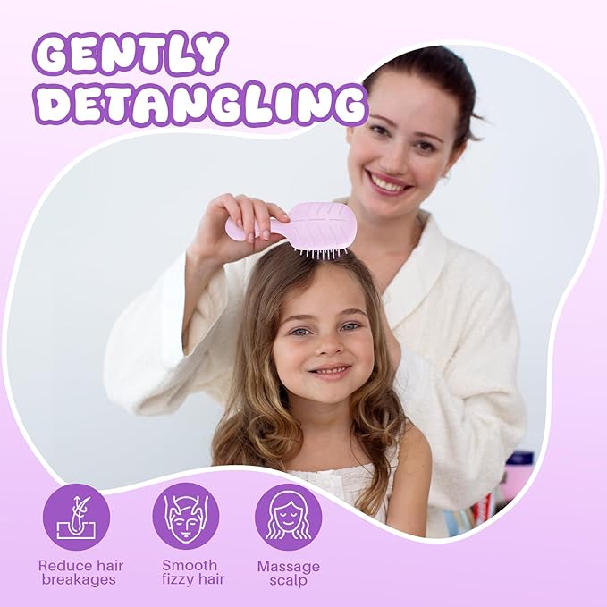 Mini Hair Bursh for Women and Girls, Protable Travel Size Hair Brush for Pockets Purses, Mini Detangler Brush for All Hair Types, Small Paddle Brush for Detangling(Purple)