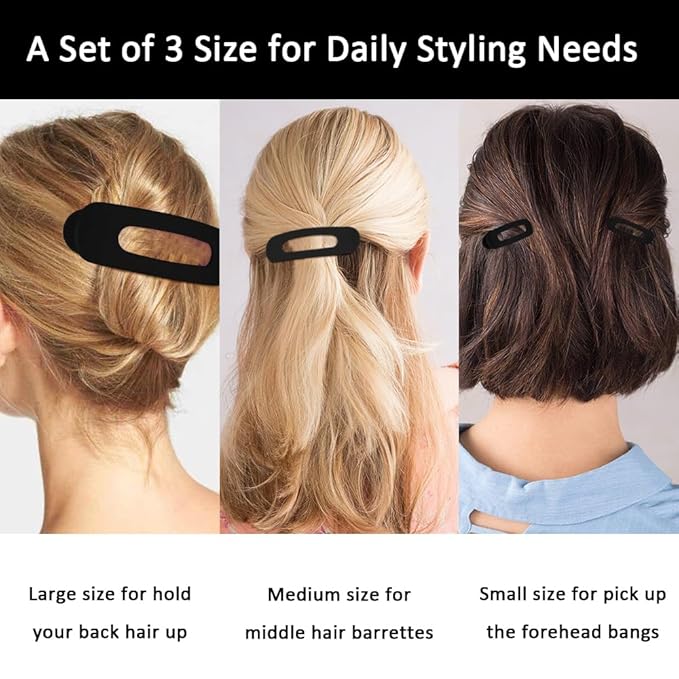 Large Duck Billed Hair Clips, Ahoney 12 Pack Alligator Clips for Thin/Thick Hair - 3 Sizes Lay Down Banana Clips & Hair Styling Accessories for Women, Girls (Black)