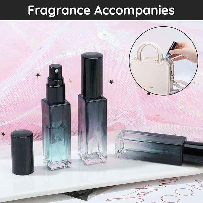 Segbeauty Travel Perfume Bottle Refillable, 5pcs 10ML Mini Glass Perfume Containers with Funnel and Pipette, Empty Portable Leak-proof Fragrance Bottles Spray Atomizer Pump Bottle Kit for Toiletries