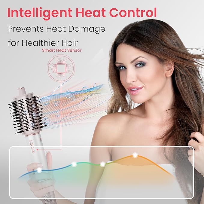 Hair Dryer Brush Volumizer, 110,000 RPM High-Speed Ionic Hair Dryer for Fast Drying, Curling, Volumizing & Straightening, 1400W, No Heat Damage Blowout Brush