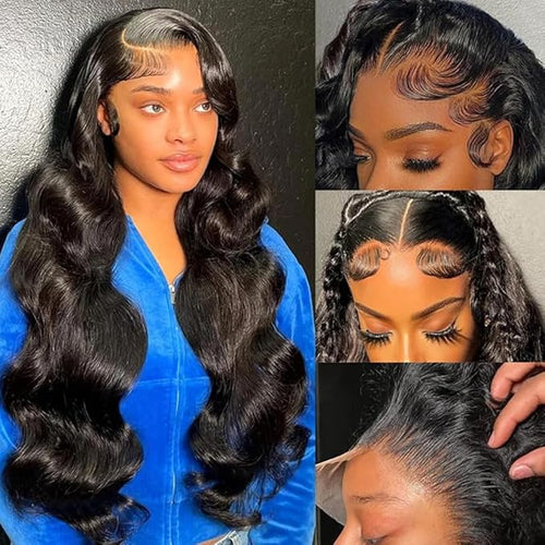 30 Inch 13x6 Body Wave Lace Front Wigs Human Hair Pre Plucked HD Transparent Lace Frontal Wigs Human Hair Glueless Human Wigs with Baby Hair for Women 200% Density