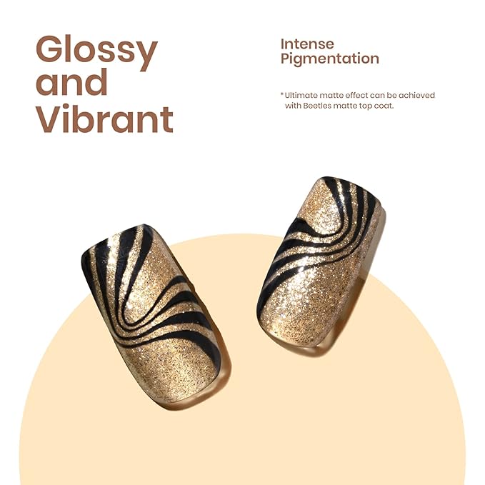 Beetles Shimmer Gel Nail Polish Set, 6 Colors Black White Polish Gel Silver Rose Gold Glitter Fall Nail Polish Soak Off Uv Lamp Nail Art Manicure Salon Gifts for Her Women