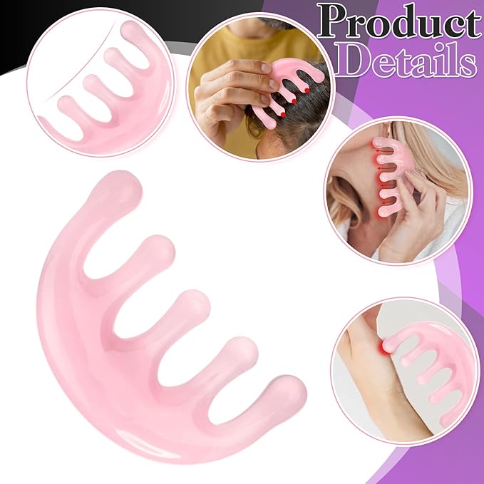 2 Pack Hair Oil Applicator Bottle for Scalp with Massage Comb,6 OZ Hair Oil Bottle with Root Comb for Scalp, Shampoo Scrubber Applicator,Hair Dye Tools(Black, purple)